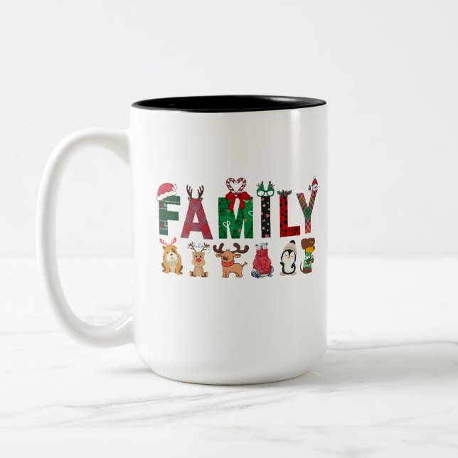 Caneca De Café Em Dois Tons Christmas Family Matching Shirts | holiday family  (Esquerda)