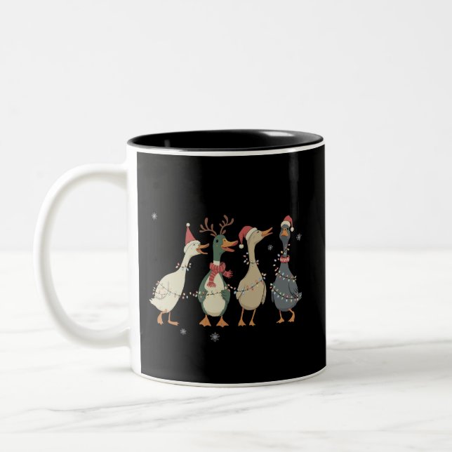Caneca De Café Em Dois Tons Christmas Lights Ducks Funny Animals Farm Lover  (Esquerda)