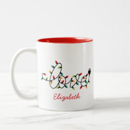 Caneca De Café Em Dois Tons Christmas Lights Love