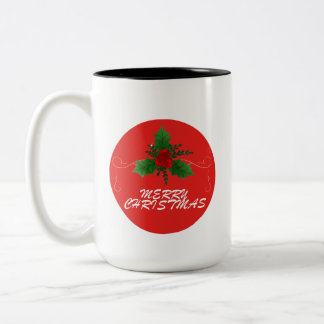 Caneca De Café Em Dois Tons Christmas Mug – Merry Christmas Holly Design | Fes