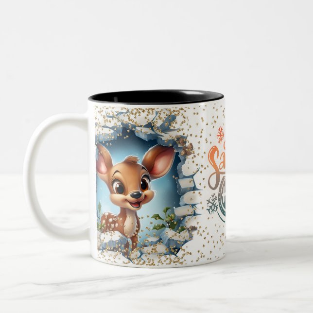 Caneca De Café Em Dois Tons Christmas Mugs | Merry Christmas Mug | Christmas (Esquerda)