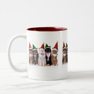 Caneca De Café Em Dois Tons Christmas of cat -