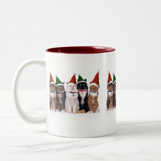 Caneca De Café Em Dois Tons Christmas of cat - (Esquerda)