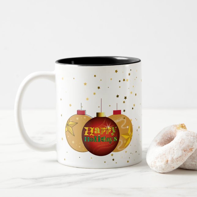 Caneca De Café Em Dois Tons Christmas Ornament Spheres (Com Donut)