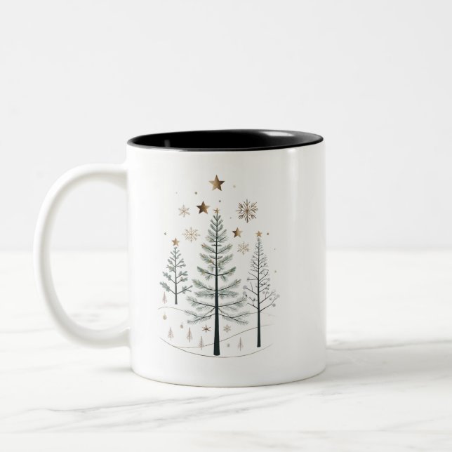 Caneca De Café Em Dois Tons Christmas Pattern Mug (Esquerda)