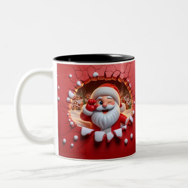 Caneca De Café Em Dois Tons Christmas Santa Claus 3D Mugs| Merry Christmas Mug (Esquerda)