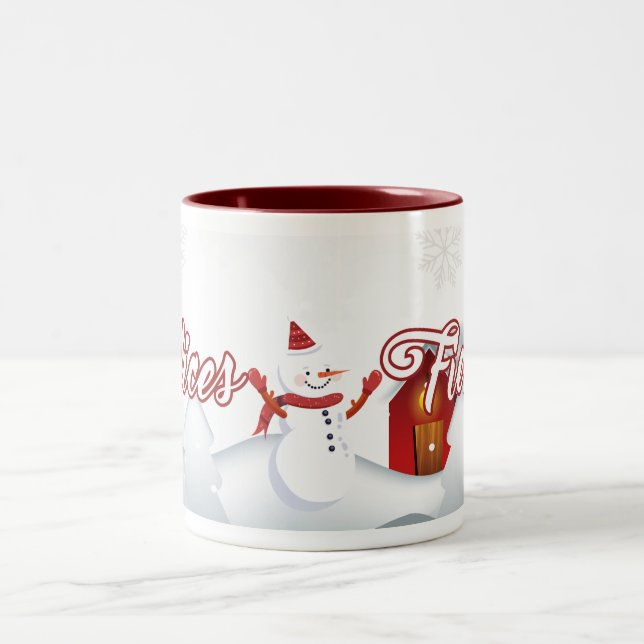 Caneca De Café Em Dois Tons Christmas Snowball Mug (Centro)