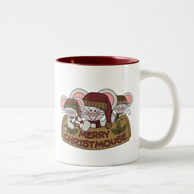 Caneca De Café Em Dois Tons Christmouse alegre (Direita)