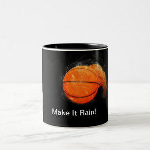 Caneca De Café Em Dois Tons Chuva de basquete personalizável