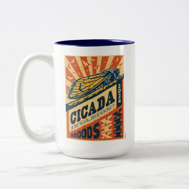 Caneca De Café Em Dois Tons Cicada Invasão 2024 - Letra Press (Esquerda)
