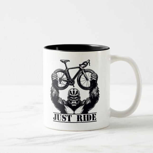 Caneca De Café Em Dois Tons Ciclismo Apenas Ande Gorila (Direita)