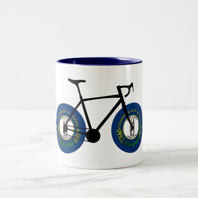 Caneca De Café Em Dois Tons Ciclismo da Bandeira de Kentucky (Centro)