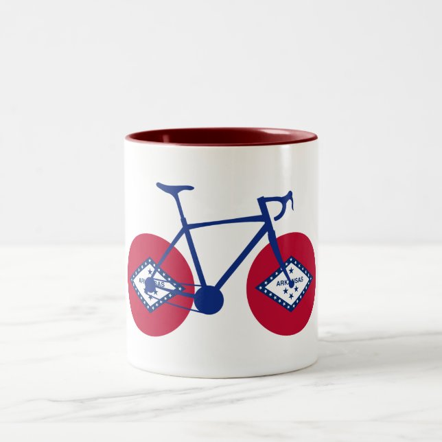 Caneca De Café Em Dois Tons Ciclismo da Bandeira do Arkansas (Centro)