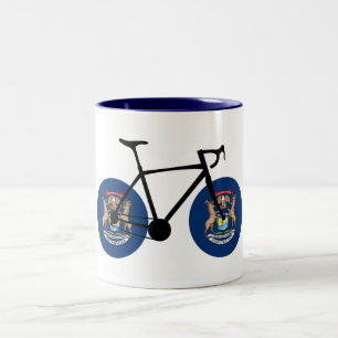 Caneca De Café Em Dois Tons Ciclismo de Bandeira do Michigan