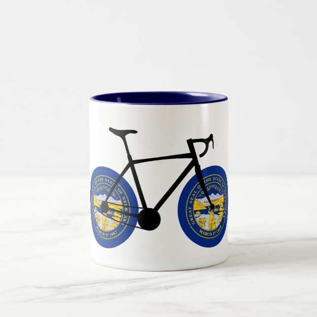 Caneca De Café Em Dois Tons Ciclismo de Sinalizador de Nebraska (Centro)