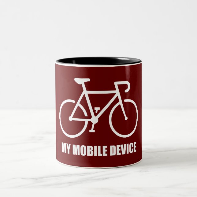 Caneca De Café Em Dois Tons Ciclismo, Meu Dispositivo Móvel (Centro)