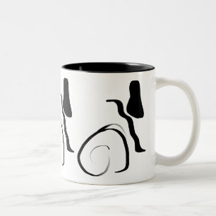 Caneca De Café Em Dois Tons Ciclo de Rotação: Preto e Branco Abstrato