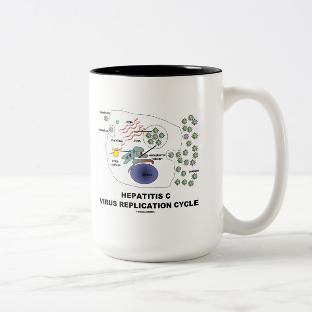Caneca De Café Em Dois Tons Ciclo viral da réplica da hepatite C (Direita)
