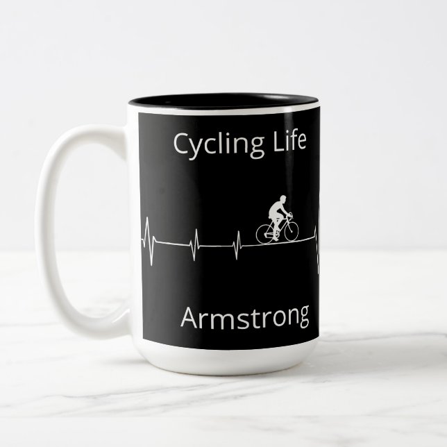 Caneca De Café Em Dois Tons Ciclografando a vida, pulsação personalizável (Esquerda)