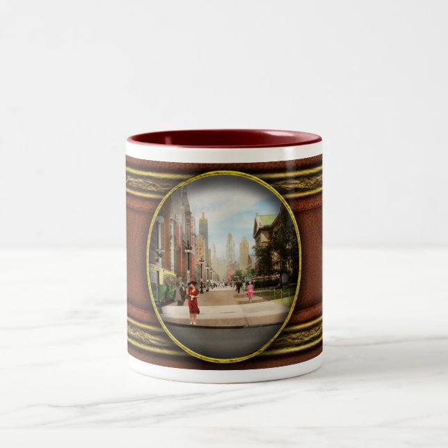Caneca De Café Em Dois Tons Cidade - Chicago IL - A Milha Magnífica 1940 (Centro)
