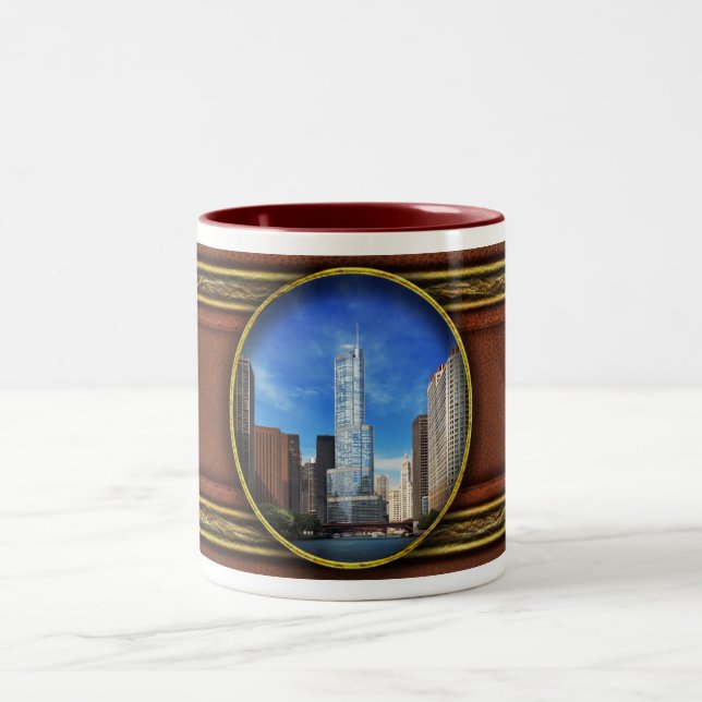 Caneca De Café Em Dois Tons Cidade - Chicago IL - Trump Tower (Centro)