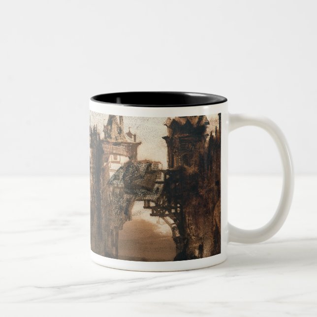 Caneca De Café Em Dois Tons Cidade com uma ponte quebrada (Direita)