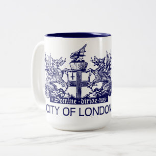 Caneca De Café Em Dois Tons Cidade de Londres, vintage, brasão, Inglaterra