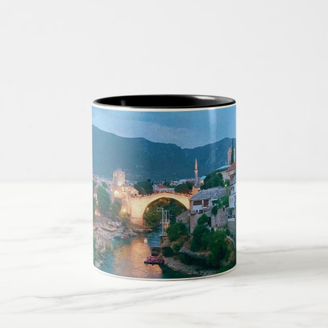 Caneca De Café Em Dois Tons Cidade de Mostar - Bósnia e Herzegovina (Centro)