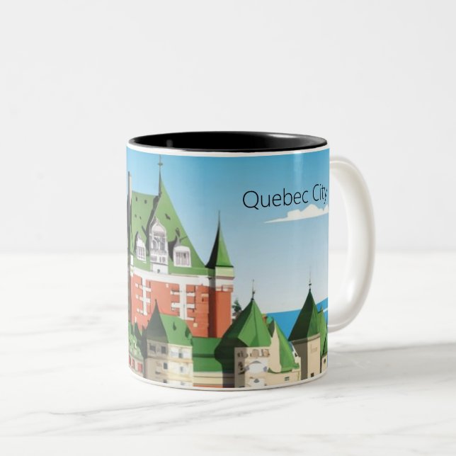 Caneca De Café Em Dois Tons Cidade de Quebec - Canadá (Frente Esquerda)