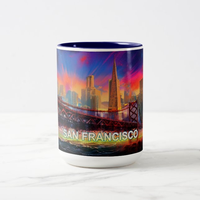 Caneca De Café Em Dois Tons Cidade De São Francisco Pela Baía (Centro)