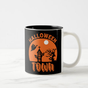 Caneca De Café Em Dois Tons Cidade do Halloween
