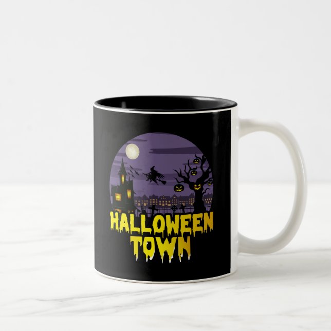 Caneca De Café Em Dois Tons Cidade do Halloween (Direita)