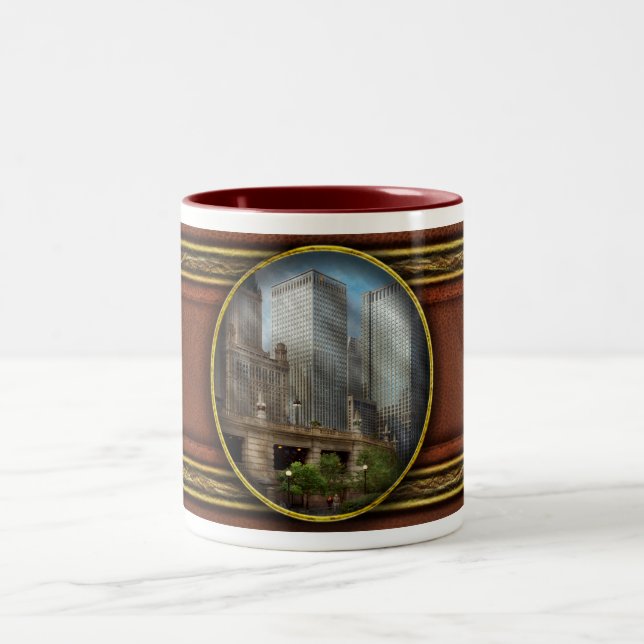Caneca De Café Em Dois Tons Cidade - IL de Chicago - Continuando um Legado (Centro)