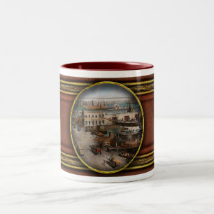 Caneca De Café Em Dois Tons Cidade - NY - Porto Marítimo da Rua do Sul - 1901
