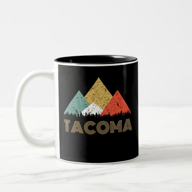 Caneca De Café Em Dois Tons Cidade retro da montanha de Tacoma (Esquerda)