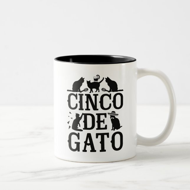 Caneca De Café Em Dois Tons Cinco De Gato (Direita)