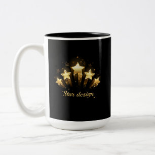 Caneca De Café Em Dois Tons Cinco estrelas douradas a preto