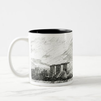 Caneca De Café Em Dois Tons Cingapura Visualiza B&W