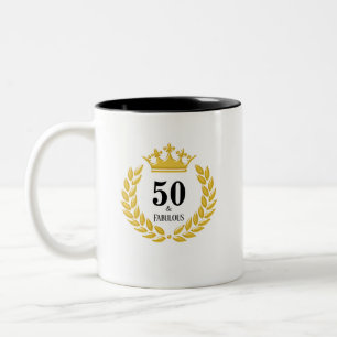 Caneca De Café Em Dois Tons Cinquenta e fabulosa com Laurel Wreath & Crown
