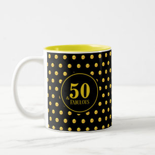 Caneca De Café Em Dois Tons Cinquenta Moderno e Fabuloso com Pontos Dourados e