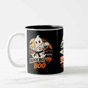 Caneca De Café Em Dois Tons Cinto Preto em Caneca de Karatê de Halloween Boo