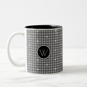 Caneca De Café Em Dois Tons Cinza com Houndstooth Houndstooth Mug