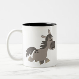 Caneca De Café Em Dois Tons Cinza de Cartoon Bonito Pony