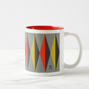 Caneca De Café Em Dois Tons Cinza de Padrão do Método Retroativo Vermelho Amar