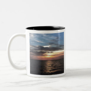 Caneca De Café Em Dois Tons Cinza e Arte Azul Cerulense Nascente do Sol