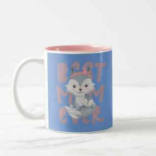 Caneca De Café Em Dois Tons Cinza Fox Mãe e Cub - Melhor Mãe De Todos