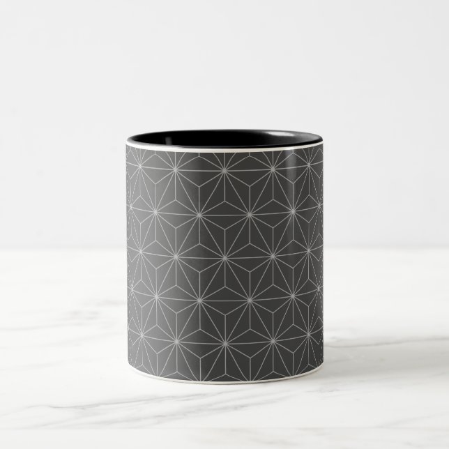 Caneca De Café Em Dois Tons Cinza GeoMetric Laser Branco (Centro)