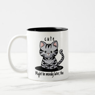 Caneca De Café Em Dois Tons Cinza KiniArt por Kitten
