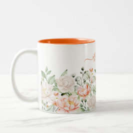 Caneca De Café Em Dois Tons Cinza moderna personalizada de aquarela floral