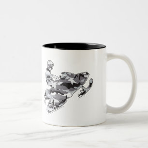 Caneca De Café Em Dois Tons Cinza Snowmobiler da camuflagem